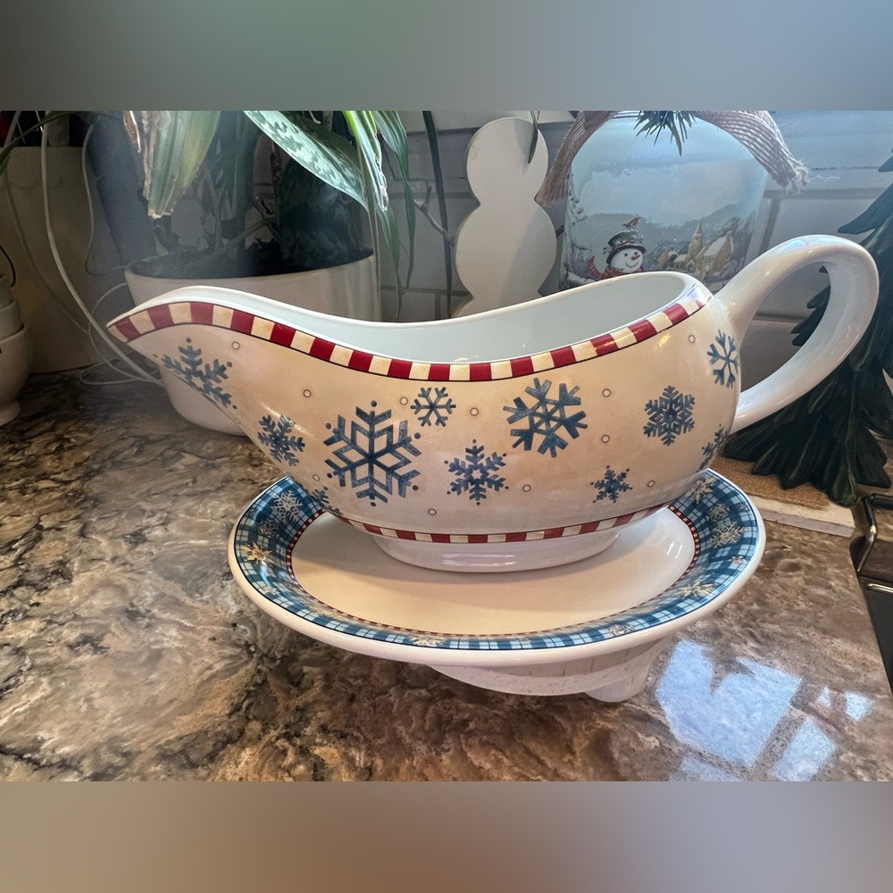 Snowflake-Sakura Winter Snowflake Gravy Boat with Plate ❄️❄️